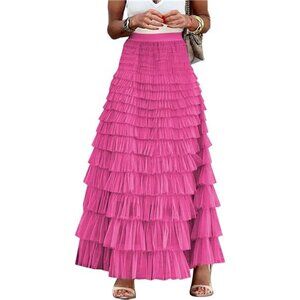 Women's Long Maxi Tulle Skirts Rose